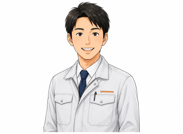 建築現場監督の先輩社員イラスト